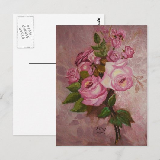 Onderzoek naar roos briefkaart (Voorkant / Achterkant)