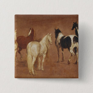 Onderzoek naar vijf paarden vierkante button 5,1 cm