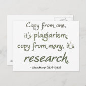 Onderzoek of Plagiarisme? Briefkaart (Voorkant / Achterkant)