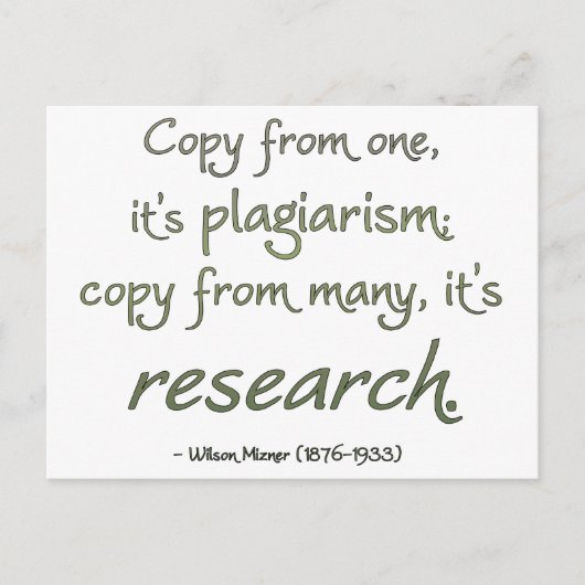 Onderzoek of Plagiarisme? Briefkaart (Voorkant)