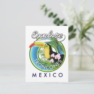 Onderzoek Troncones Mexico retro logo Briefkaart