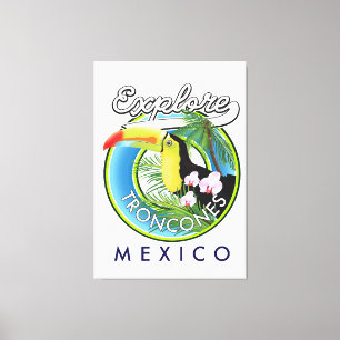 Onderzoek Troncones Mexico retro logo Canvas Afdruk