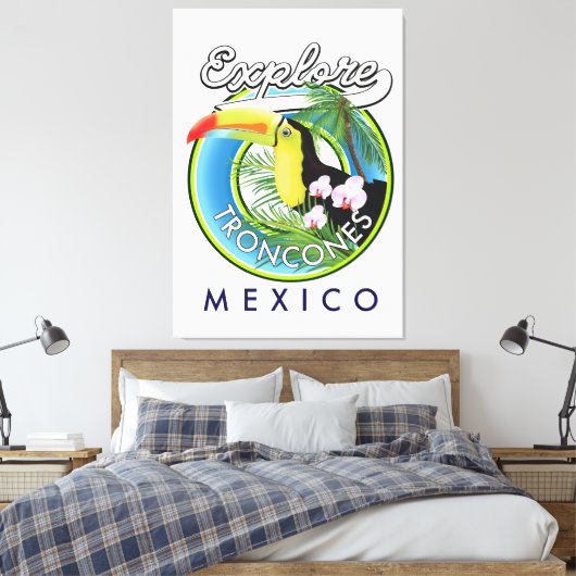 Onderzoek Troncones Mexico retro logo Canvas Afdruk (Insitu (Slaapkamer))