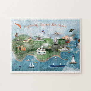 Onderzoek van de illustratie van de kustplaats San Legpuzzel