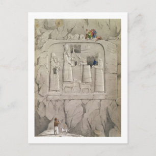 Onderzoek van een assyrische rotsculptuur uit 'Dis Briefkaart