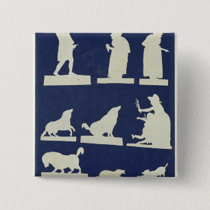 Onderzoek van figuren en dieren vierkante button 5,1 cm