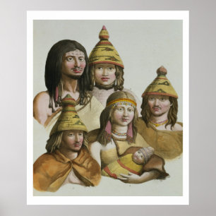 Onderzoek van inheemse Amerikanen (kleurenlitho) Poster