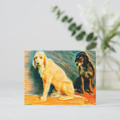 Onderzoek van twee honden briefkaart (Staand voorkant)