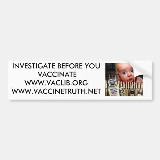 ONDERZOEK VOORDAT U VACCINEERT BUMPERSTICKER (Voorkant)
