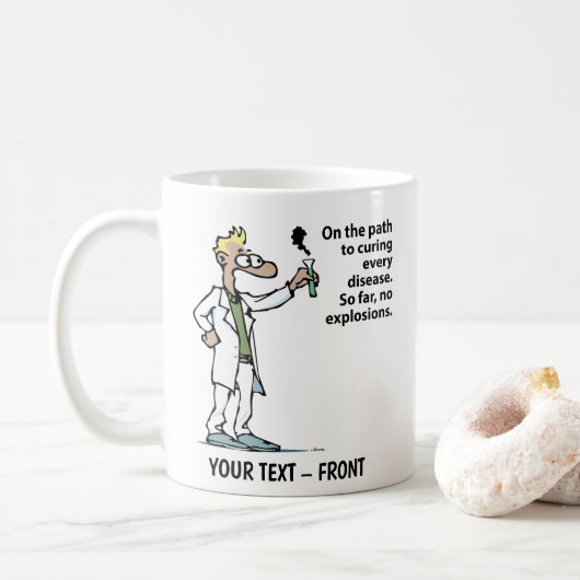 Onderzoeker Cartoon Man Koffiemok (Met donut)