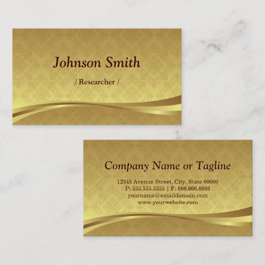 Onderzoeker - Elegant Gold Damask Visitekaartje (Voorkant / Achterkant)