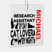 Onderzoeksassistent houdt van katten keramisch ornament (Rechts)