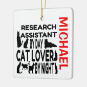 Onderzoeksassistent houdt van katten keramisch ornament (Links)