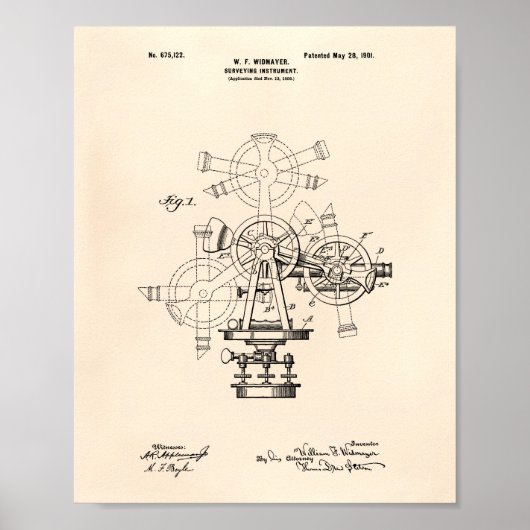 Onderzoeksinstrument 1901 oude patentkunst poster (Voorkant)