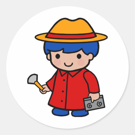 Onderzoeksjongen Ronde Sticker (Voorkant)