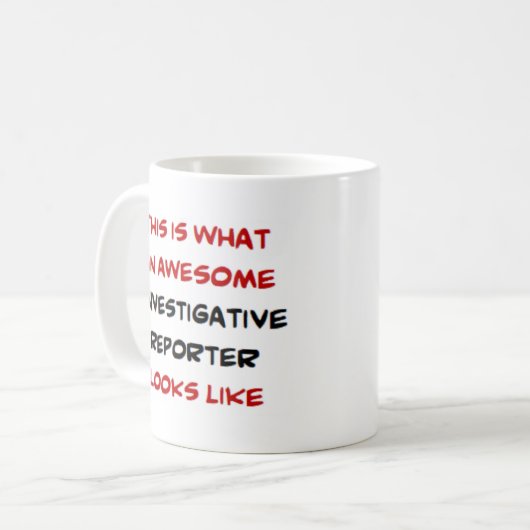 onderzoeksrapporteur, geweldige koffiemok (Voorkant links)