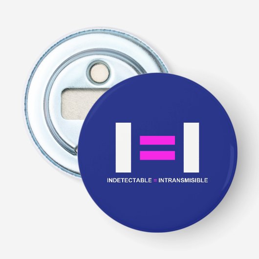 Ondetecteerbaar is een onzichtbaar VIH Button Flesopener (Voorkant)