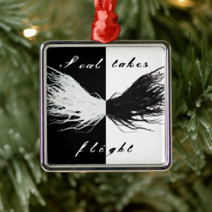 Ondeugden en Deugden Zwart en Wit Alcohol Inkt Kun Metalen Ornament