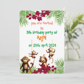 Ondeugend Aap Familie Kinderen Verjaardag Kaart (Staand voorkant)