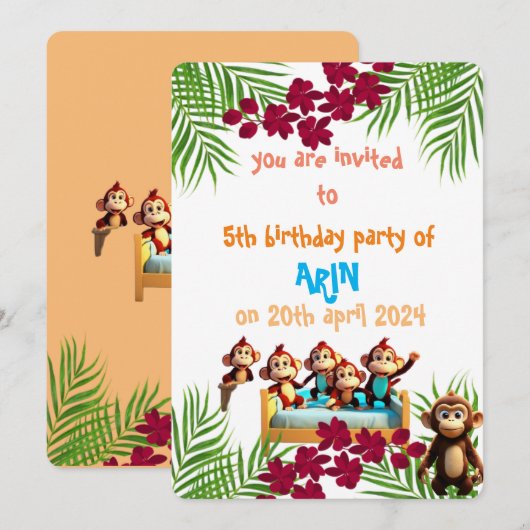 Ondeugend Aap Familie Kinderen Verjaardag Kaart (Voorkant / Achterkant)