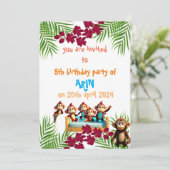 Ondeugend Aap Familie Kinderen Verjaardag Kaart (Staand voorkant)