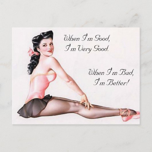  Ondeugend Ballerina Pin Up Meisje Briefkaart (Voorkant)