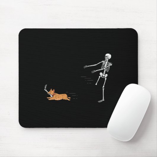 Ondeugend Corgi Dog Fun Skeleton Halloween Muismat (Met muis)