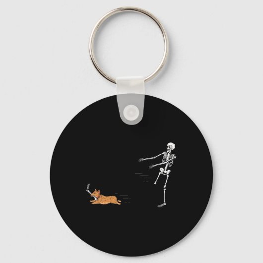 Ondeugend Corgi Dog Fun Skeleton Halloween Sleutelhanger (Voorkant)