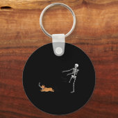 Ondeugend Corgi Dog Fun Skeleton Halloween Sleutelhanger (Voorkant)