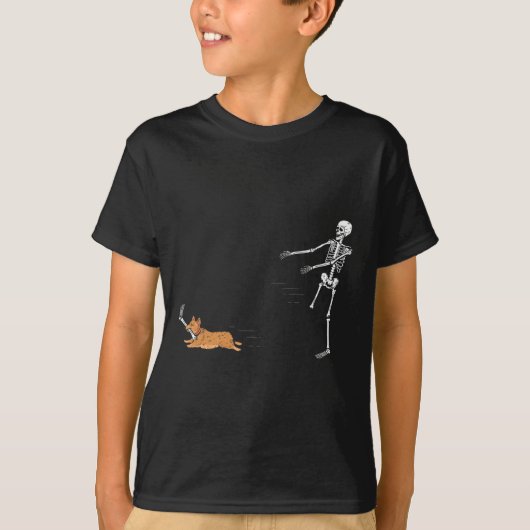 Ondeugend Corgi Dog Fun Skeleton Halloween T-shirt (Voorkant)