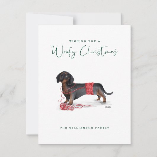 Ondeugend Dog Waterverf Dachshund Versnipperde Swe Feestdagenkaart (Voorkant)