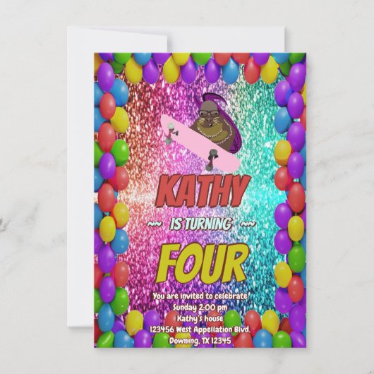 Ondeugend Eekhoorn Skateboard Verjaardagsfeest Uit Kaart (Voorkant)