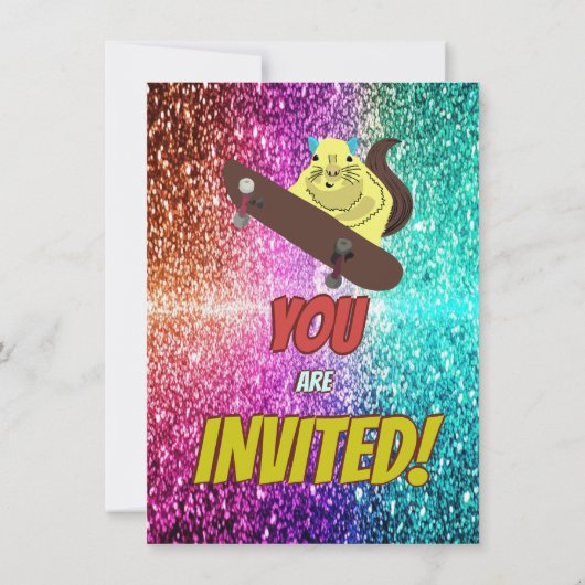 Ondeugend Eekhoorn Skateboard Verjaardagsfeest Uit Kaart (Achterkant)