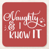 ondeugend en ik ken het grappige Kerstmis Kartonnen Onderzetters (Voorkant)