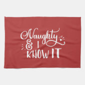 ondeugend en ik ken het grappige Kerstmis Theedoek (Horizontaal)