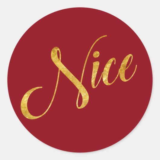 Ondeugend en Mooi Goud Kerstmis Vakantie Gift Fun Ronde Sticker (Voorkant)