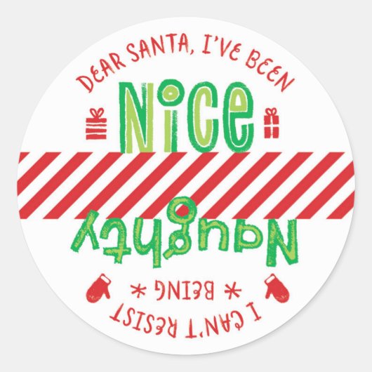Ondeugend en mooi Santa Holiday Kerst sticker (Voorkant)