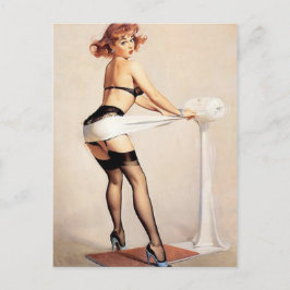 Ondeugend Fitness Guru Pin Up Meisje Briefkaart