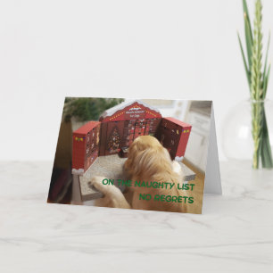 Ondeugend Golden Retriever Geen Spijt Kerstmis Kaart