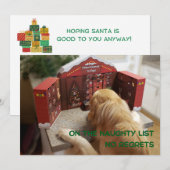 Ondeugend Golden Retriever Geen Sprets Christmas K Feestdagenkaart (Voorkant / Achterkant)