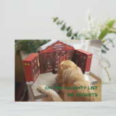 Ondeugend Golden Retriever Geen Sprets Christmas K Feestdagenkaart (Staand voorkant)
