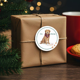 Ondeugend Hond Gouden Retriever Kerstkoekjes Ronde Sticker