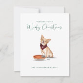 Ondeugend Hond Waterverf Chihuahua Eats Pumpkin Pi Feestdagenkaart (Voorkant)