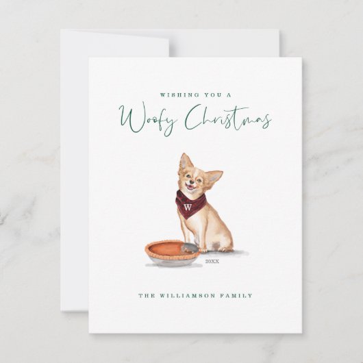 Ondeugend Hond Waterverf Chihuahua Eats Pumpkin Pi Feestdagenkaart (Voorkant)