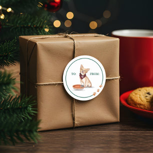 Ondeugend Hond Waterverf Chihuahua Eats Pumpkin Pi Ronde Sticker