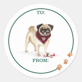 Ondeugend Hond Waterverf Schattige Pug Gebroken Or Ronde Sticker (Voorkant)