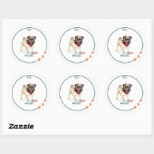 Ondeugend Hond Waterverf Schattige Pug Gebroken Or Ronde Sticker (Vel)