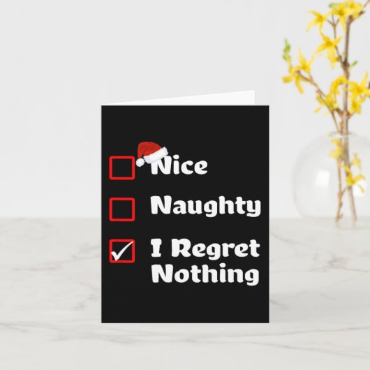 Ondeugend Ik Spijt Niets - Kerstlijst Kaart (Gele Bloem)
