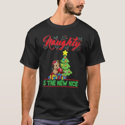Ondeugend is de nieuwe mooie Kerstman Xmas_12 T-shirt (Voorkant)