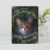 Ondeugend Kat Funny Cat Oh Christmas Tree Feestdagenkaart (Staand voorkant)